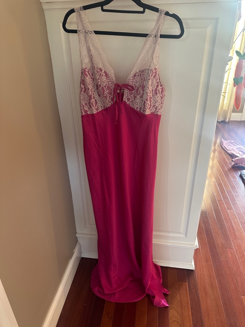 Intimately by Free People Satin Lace-Trim Slip Dress with Lace Bodice